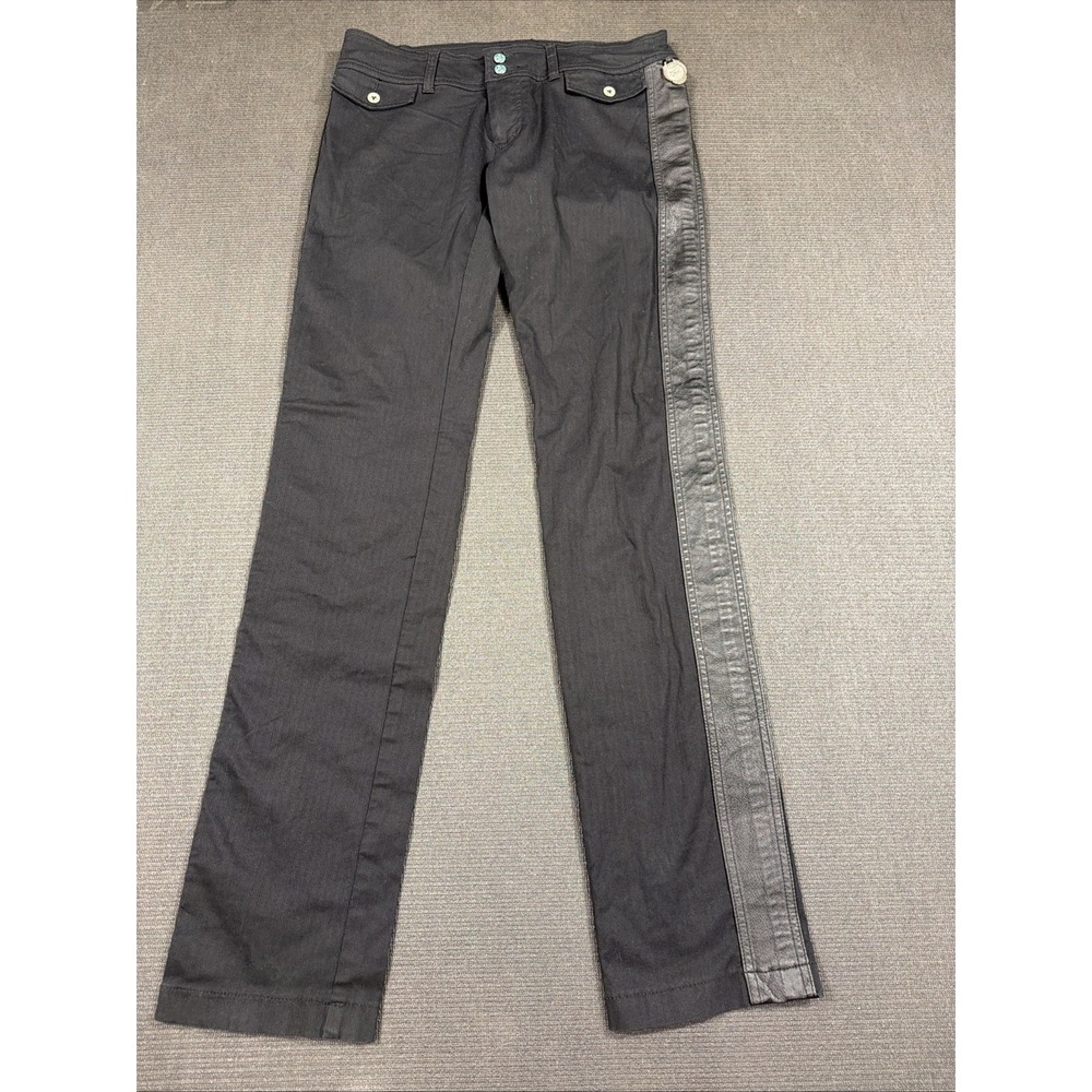 Vintage y2k Diesel Straight Leg Jeans Faux Leather Strip Size 31 Tall NWOT